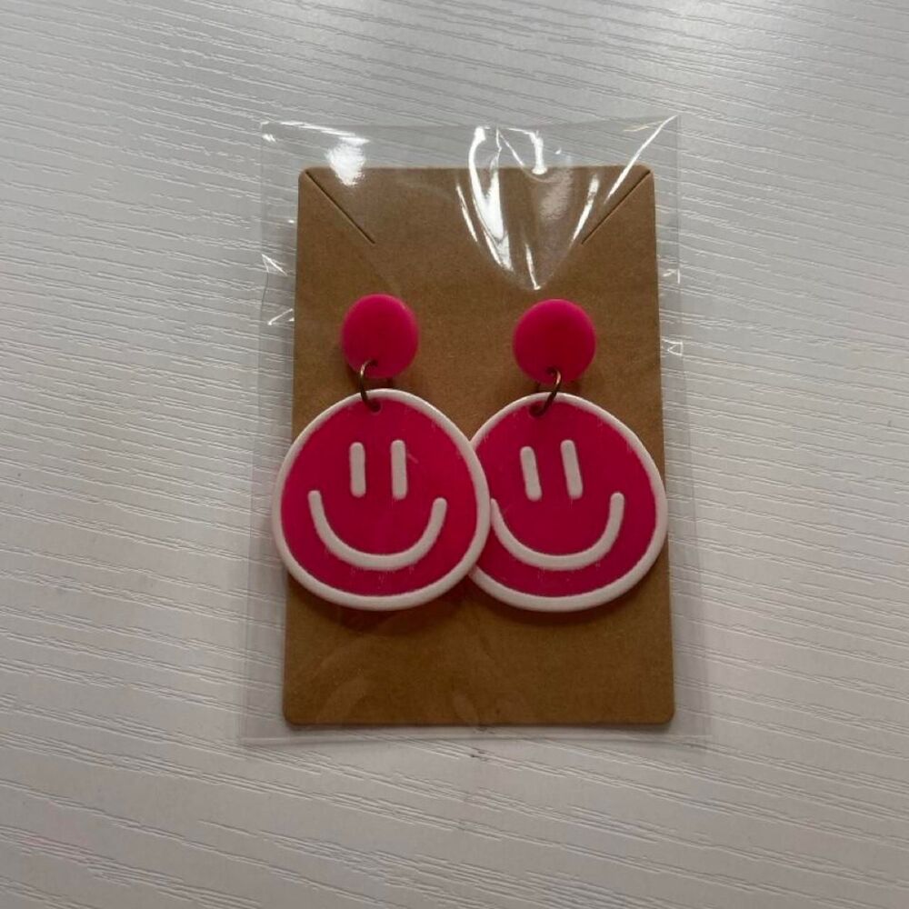 Pink Smiley Earrings